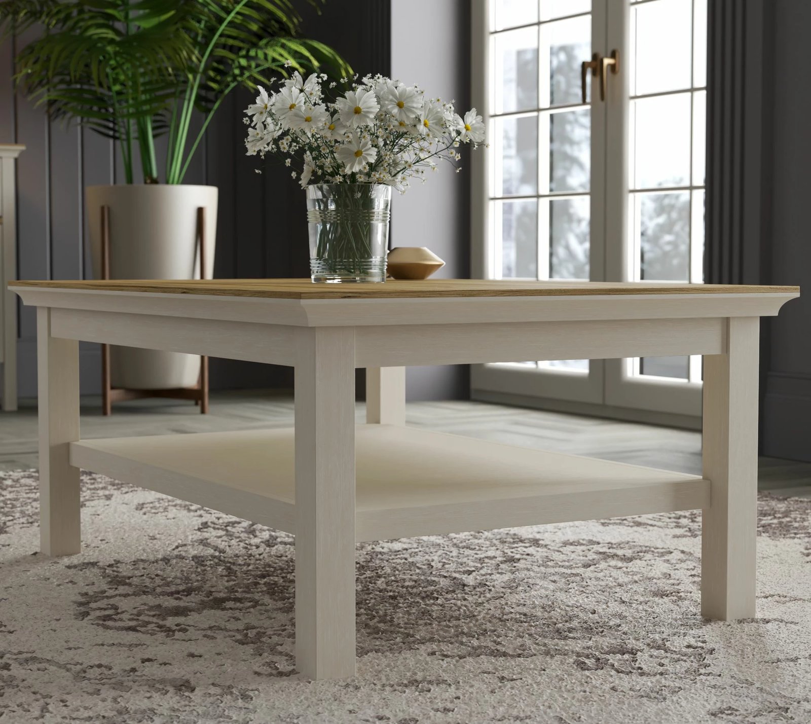 Tavolinë kafeje Skye Decor, FRN-21024, krem, lis, gri