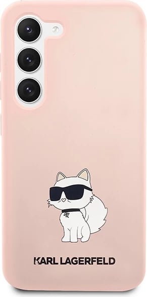 Mbështjellës Karl Lagerfeld Liquid Silicone Ikonik Choupette për Samsung Galaxy S23+, Rozë