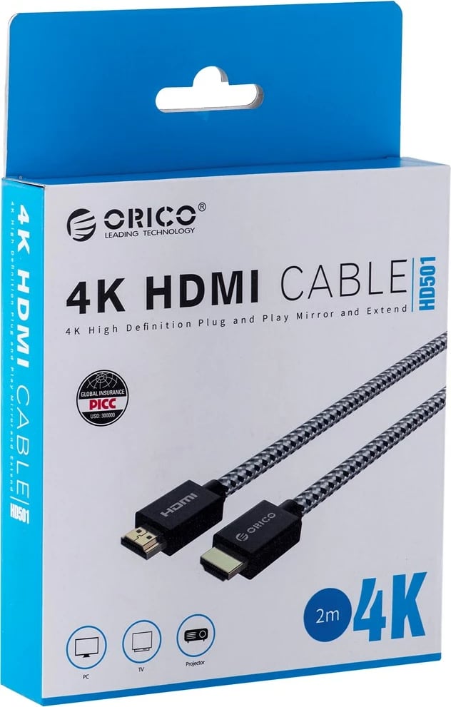 Kabllo HDMI Orico, 4K, 2m, hiri