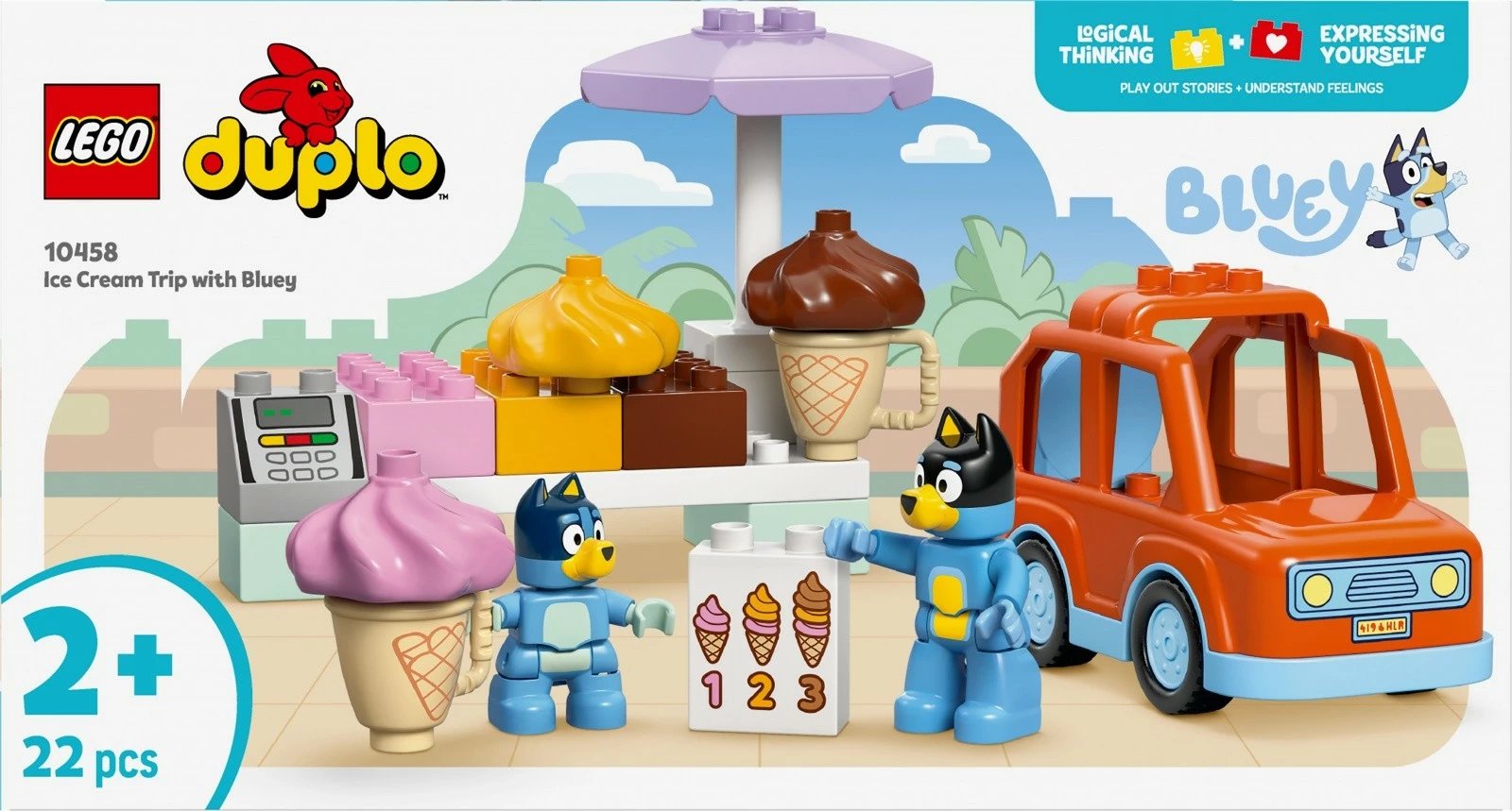 Set ndërtimi LEGO DUPLO Bluey 10458 Ice Cream Adventure, 22 pjesë, për fëmijë të vegjël Set ndërtimi LEGO DUPLO Bluey 10458 Ice Cream Adventure, 22 pjesë, për fëmijë të vegjël