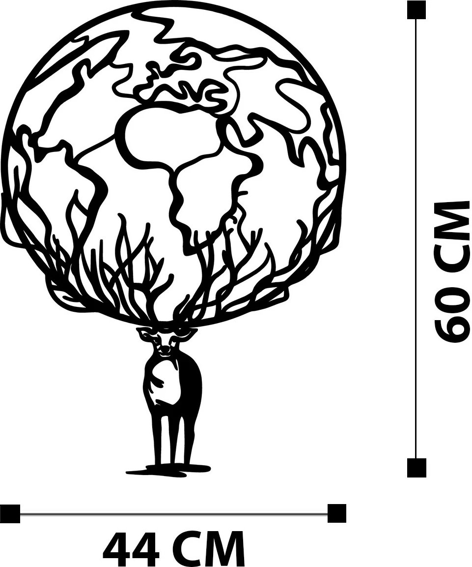 Aksesor dekorativ metalik për mur Wallity, Confused, ngjyrë e zezë, 44x60cm