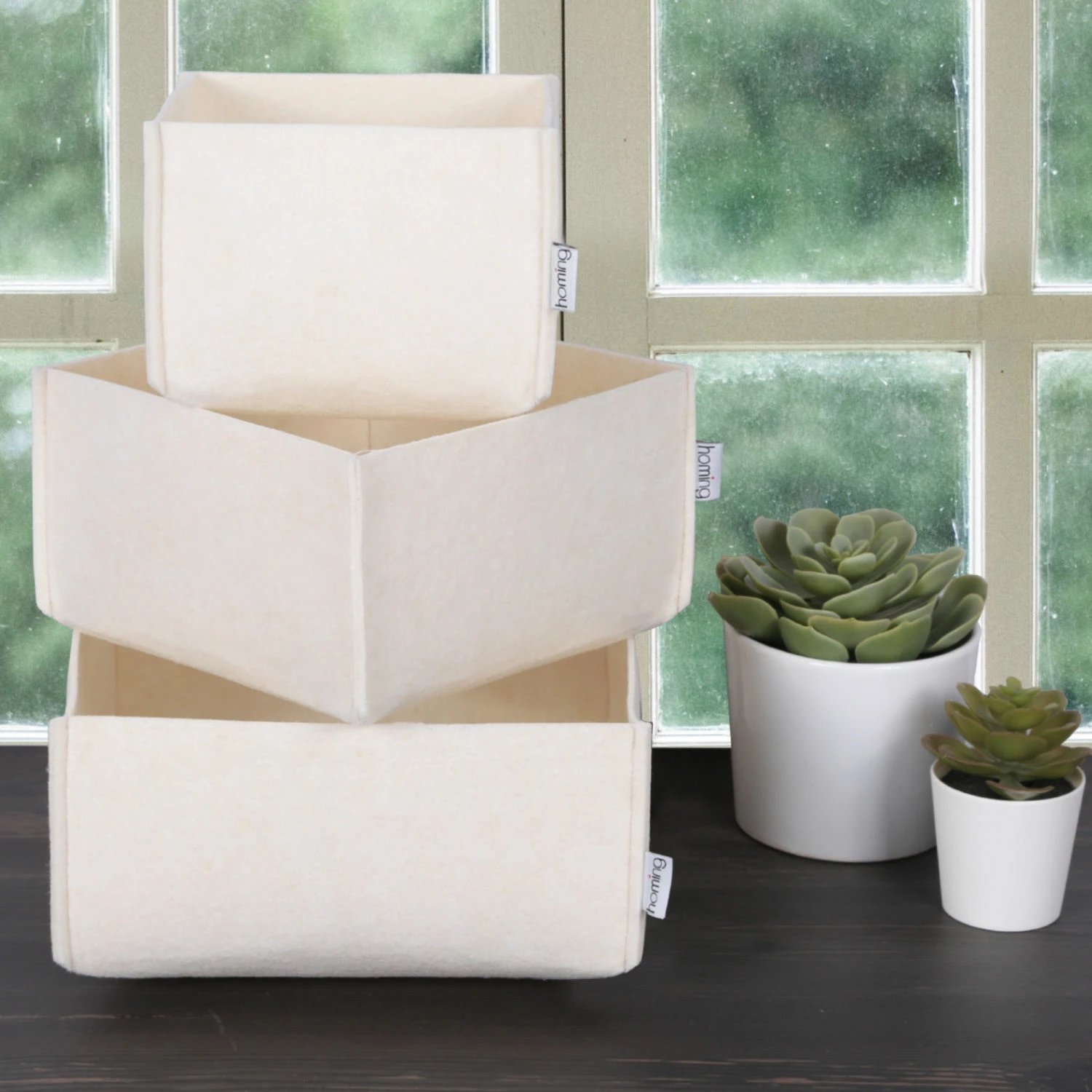 Set organizues tavoline prej ndjese, krem, 3 copë, Aberto Design, HMY-6268