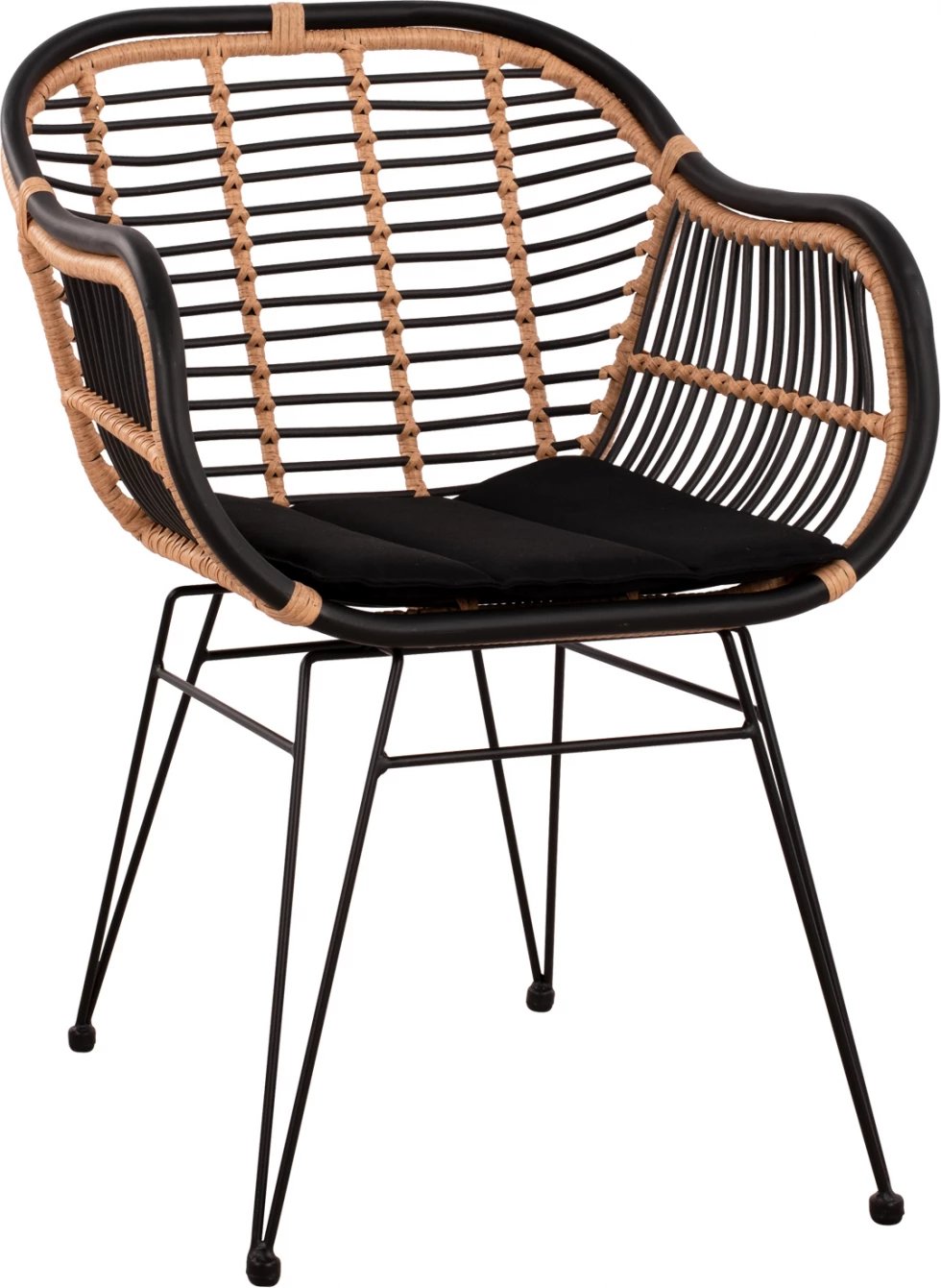 Karrige metalike Allegra me jastëkë FH5663 me thurje, ngjyrë bezhë dhe e zezë, 58x60x82cm