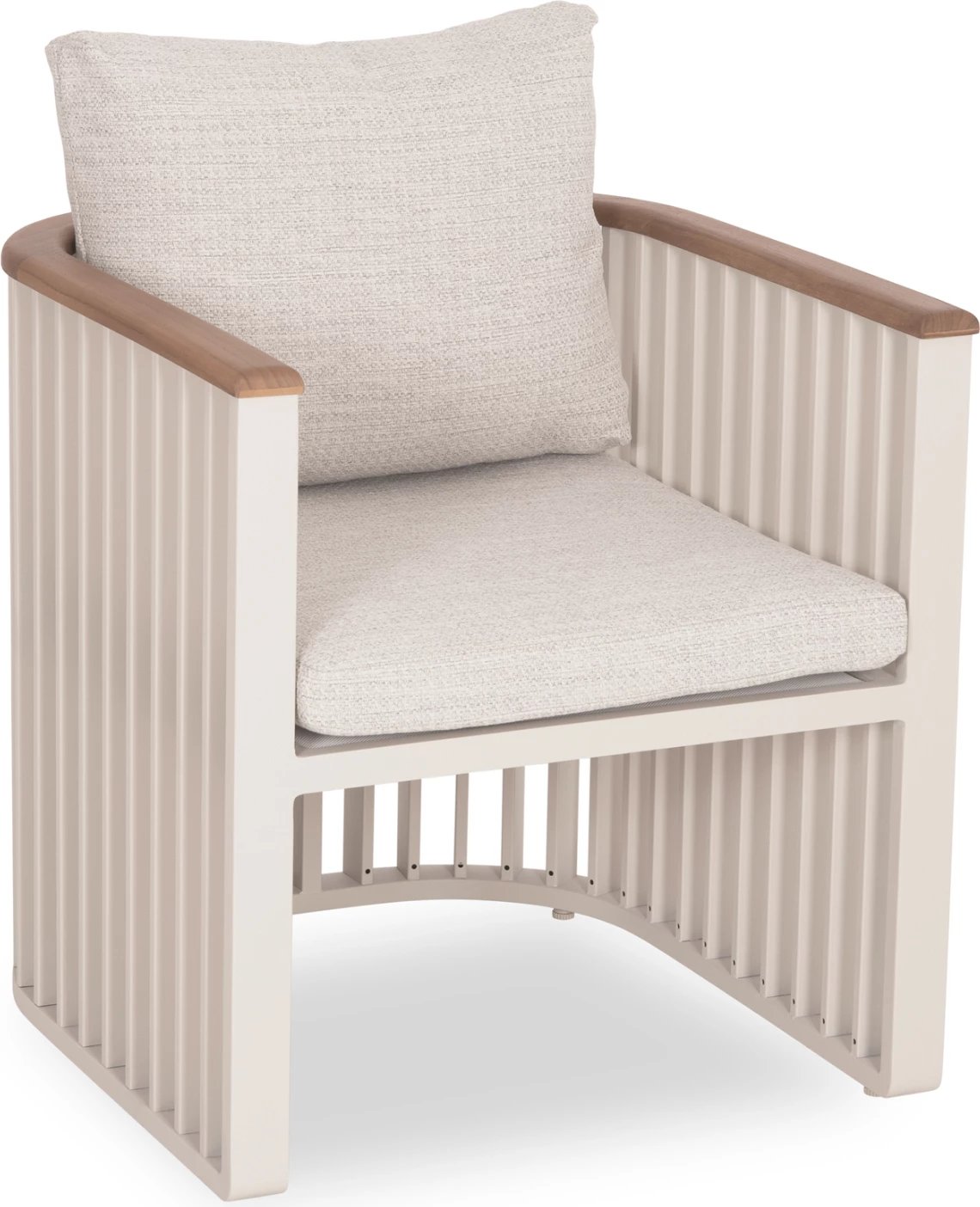 Karrige alumini për jashtë, seri ETERNITY, ngjyrë fildishi, jastëkë bezhë, 65x72x84cm