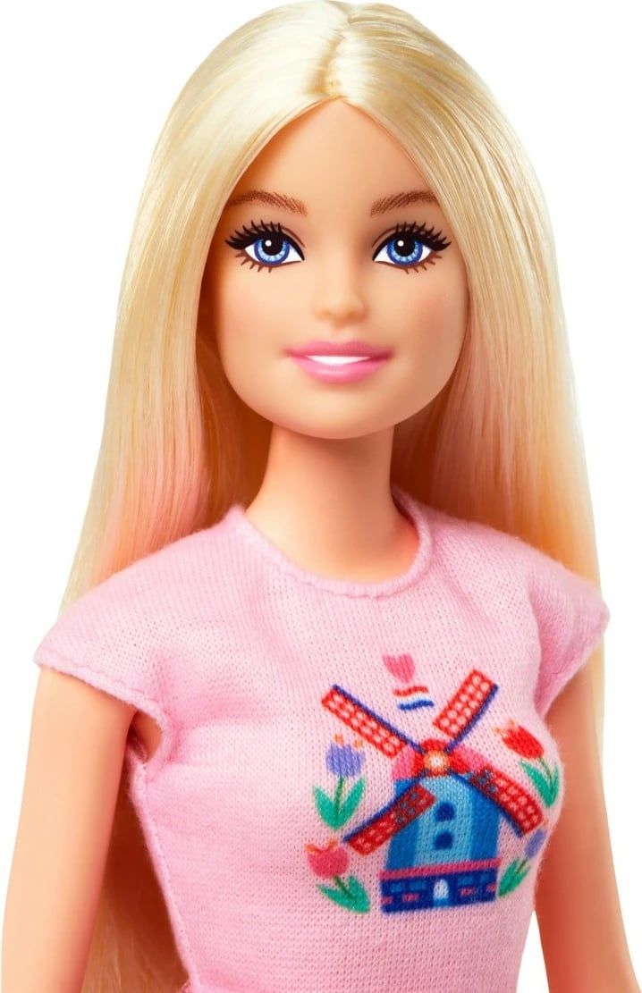 Set kukull Barbie Mattel HWJ00 me biçikletë dhe qen, aksesorë Pink Passport