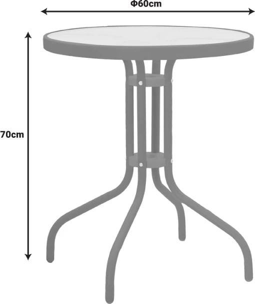 Tavolinë me karrige, 3 pjesë, ngjyrë shampanjë, D60x70cm