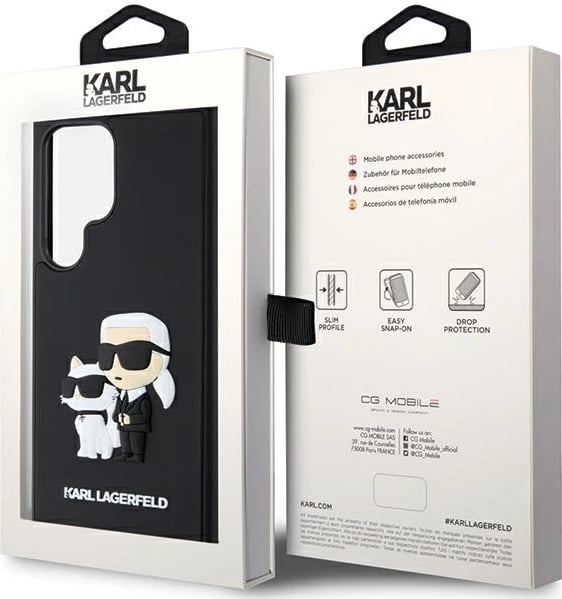 Mbështjellës Karl Lagerfeld 3D Rubber Karl & Choupette për Samsung Galaxy S24 Ultra, i zi