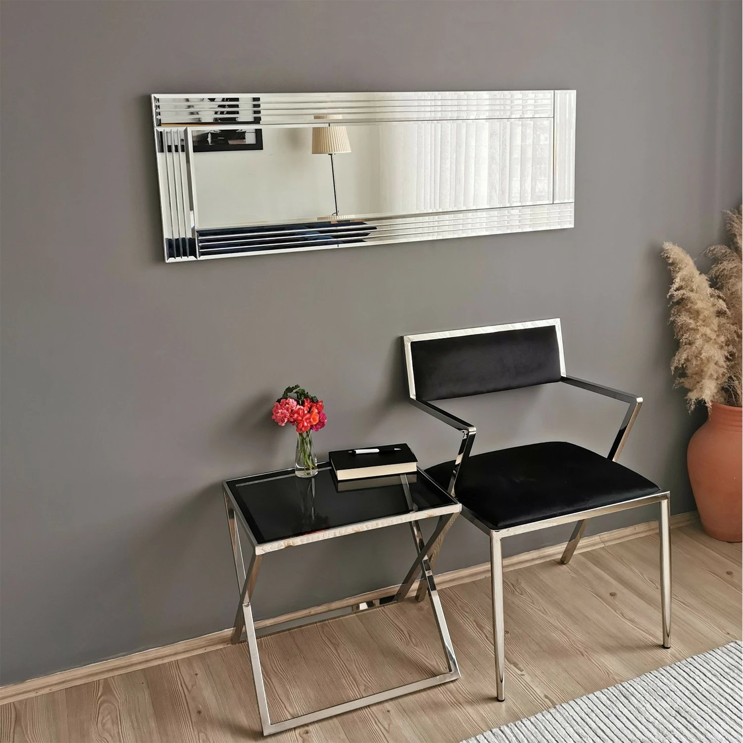 Pasqyrë moderne Hanah Home, A303Y, ngjyrë argjendi