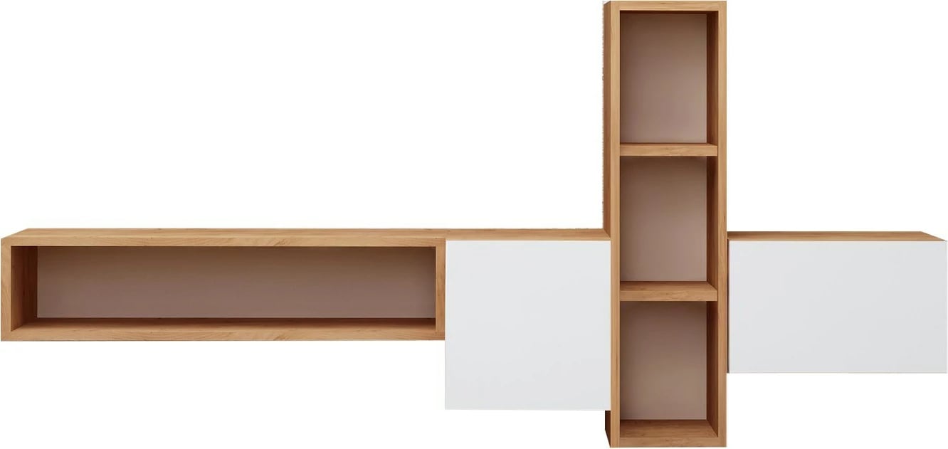 Komodë TV Hanah Home, ngjyrë kumkuat, dru lis dhe e bardhë