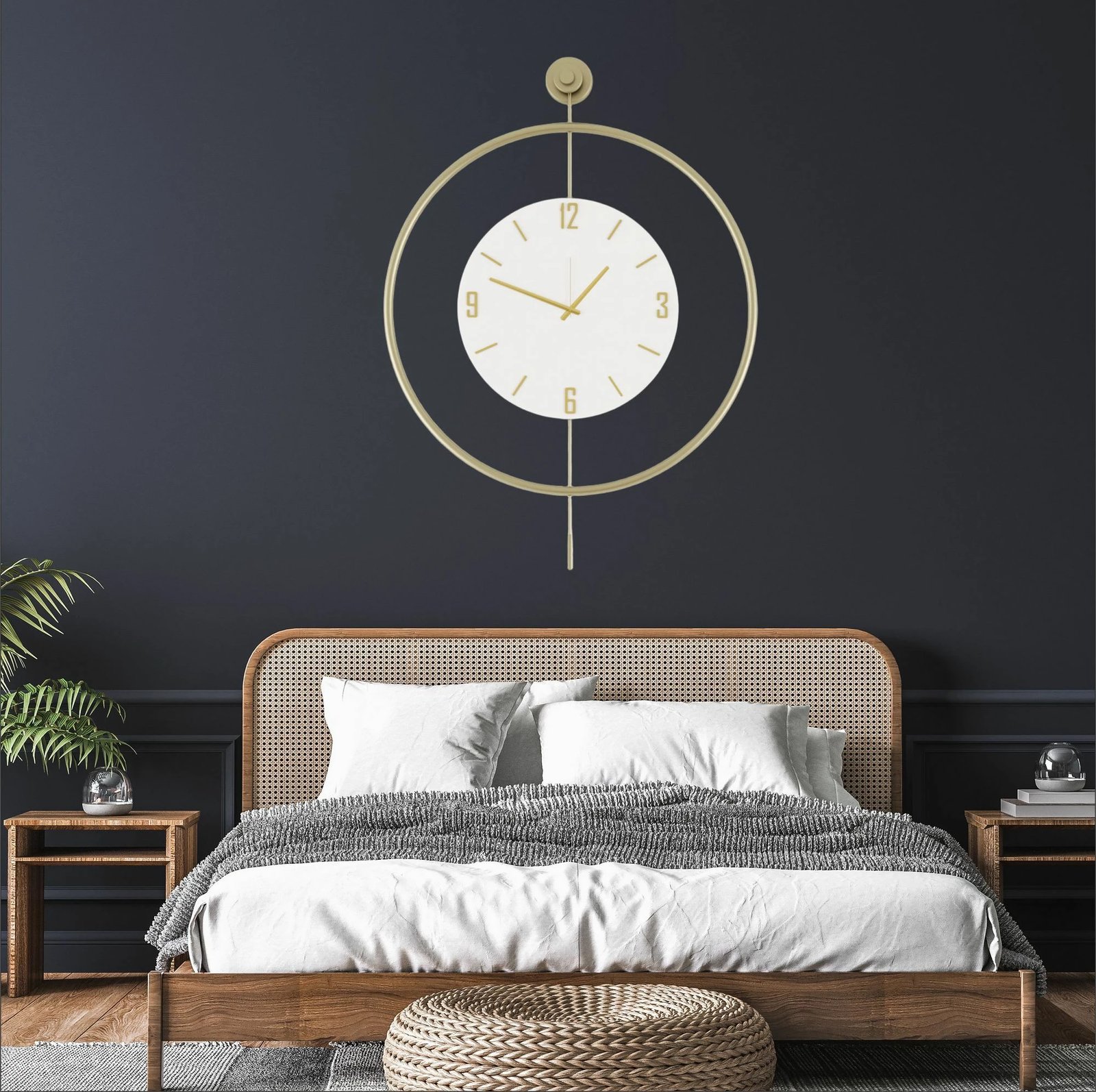 Orë muri dekorative metalike Wallity, Mclock-00111, ngjyrë ari, 58x80x7cm