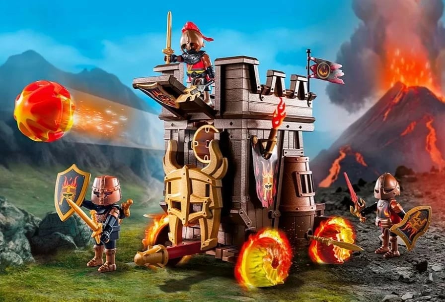 Set lodrash Playmobil Novelmore 71643 Battle Wagon me top zjarri, 68 pjesë