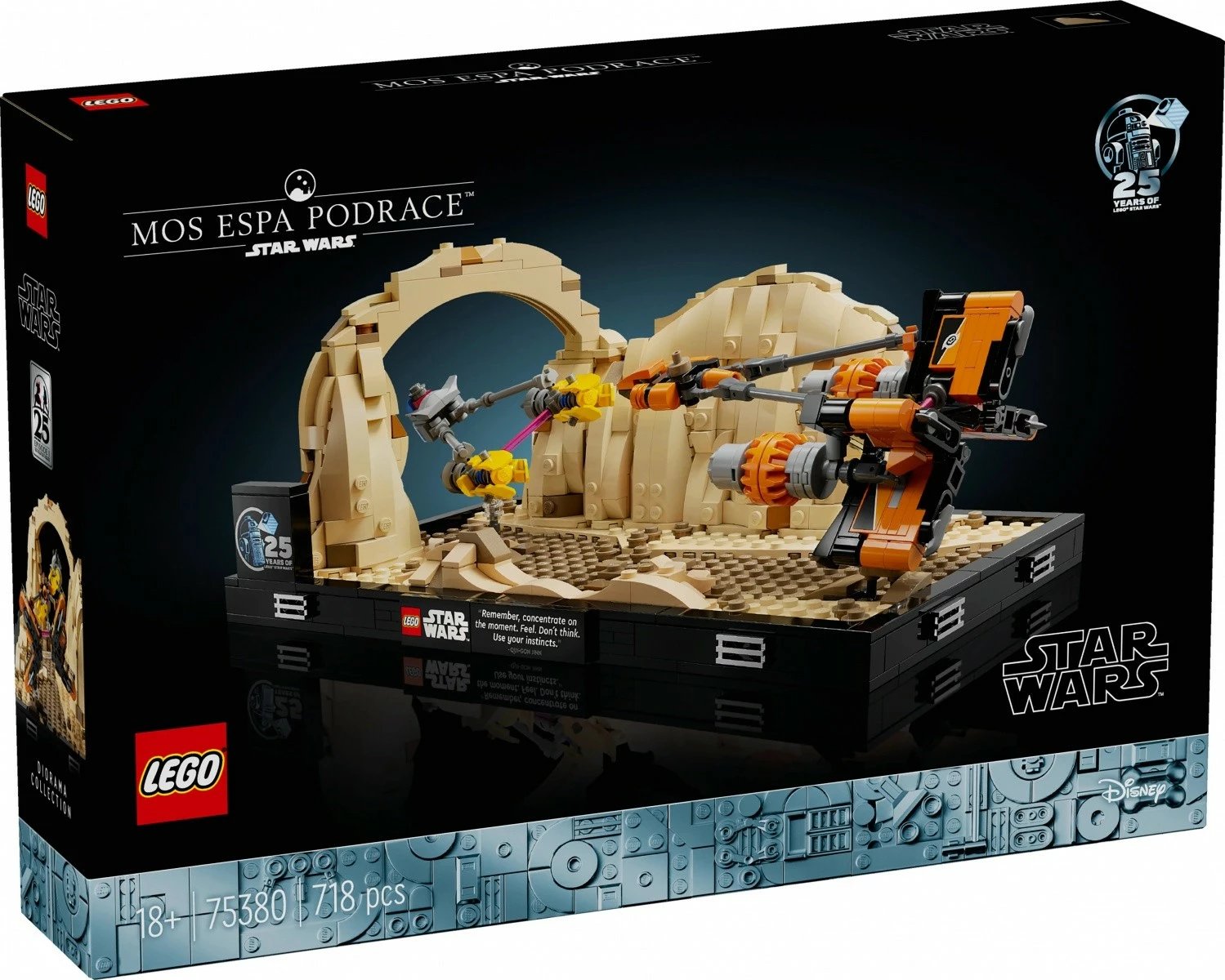 Set ndërtimi LEGO Star Wars Diorama 75380 Mos Espa Racer Race, 718 pjesë, për të rritur