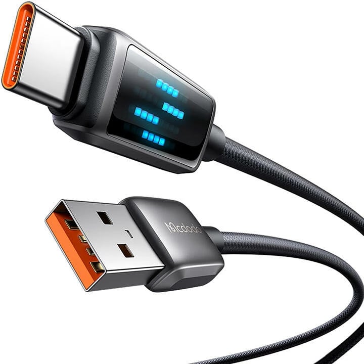 Kabllo Mcdodo CA-2350 USB-A në USB-C, 1.2m, 6A, ekran LED, e zezë