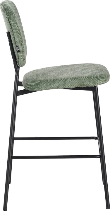 Karrige për bar Cathair, pëlhurë bouclé, ngjyrë e gjelbër, këmbë metalike të zeza, 48x54x100cm