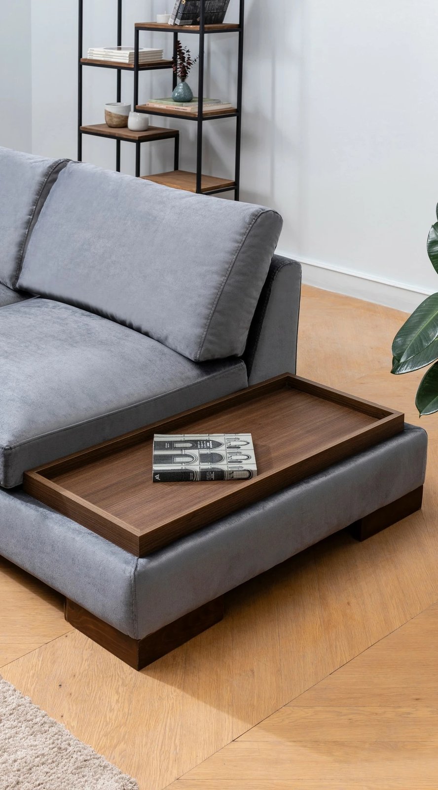 Këndare Tulip me pouf, ngjyrë gri e errët, Atelier del Sofa