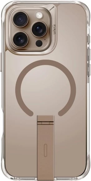 Mbështjellës UNIQ Eleva me qëndrim Vertica për iPhone 16 Pro Max 6.9", gold/taupe gold