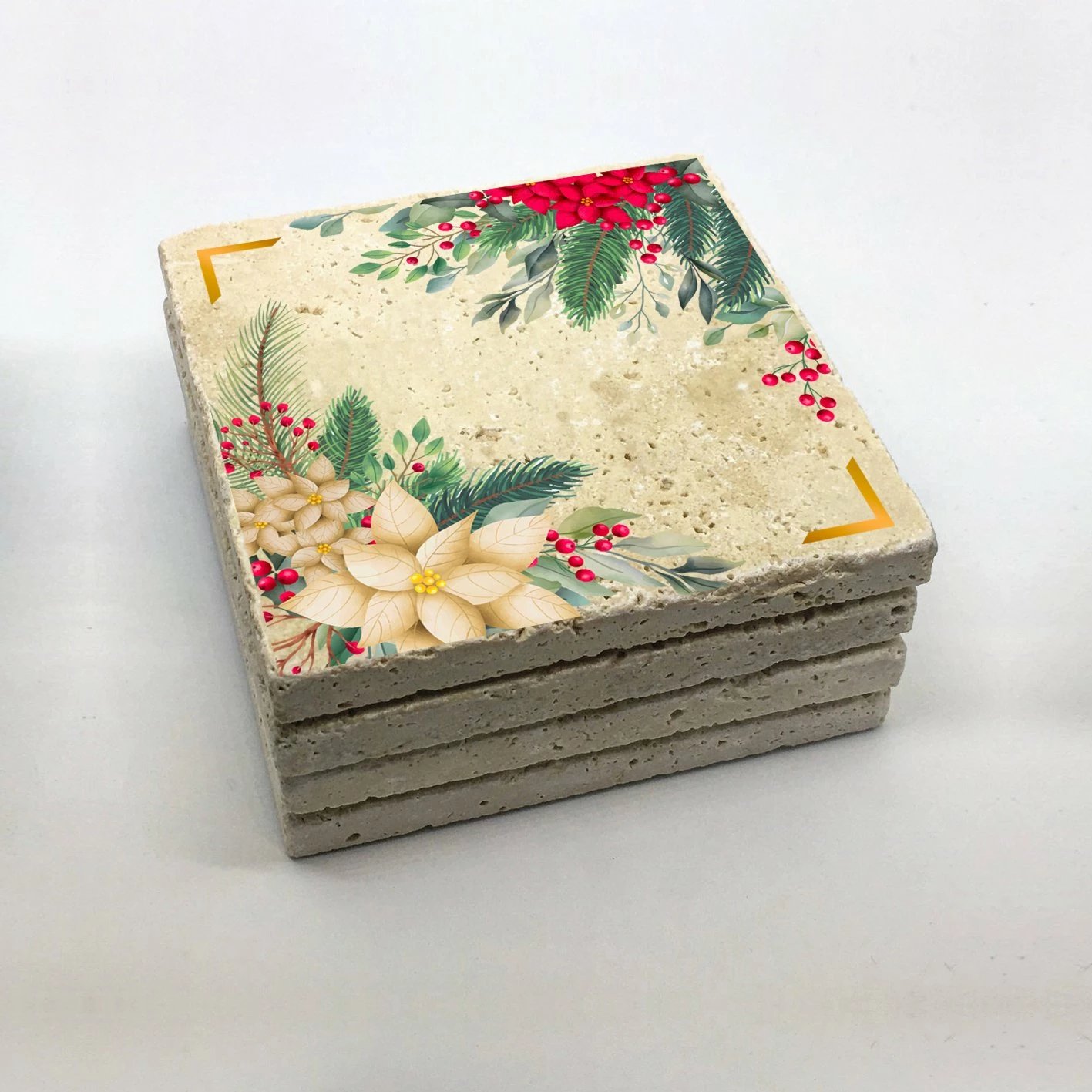 Set nën gotash prej guri natyral, shumëngjyrëshe, Hermia, TBA2009, 4 copë