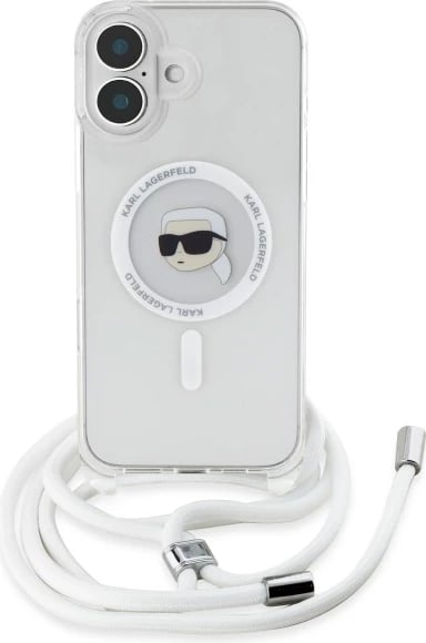 Mbështjellës Karl Lagerfeld Crossbody IML Karl Head MagSafe për iPhone 16, Transparent