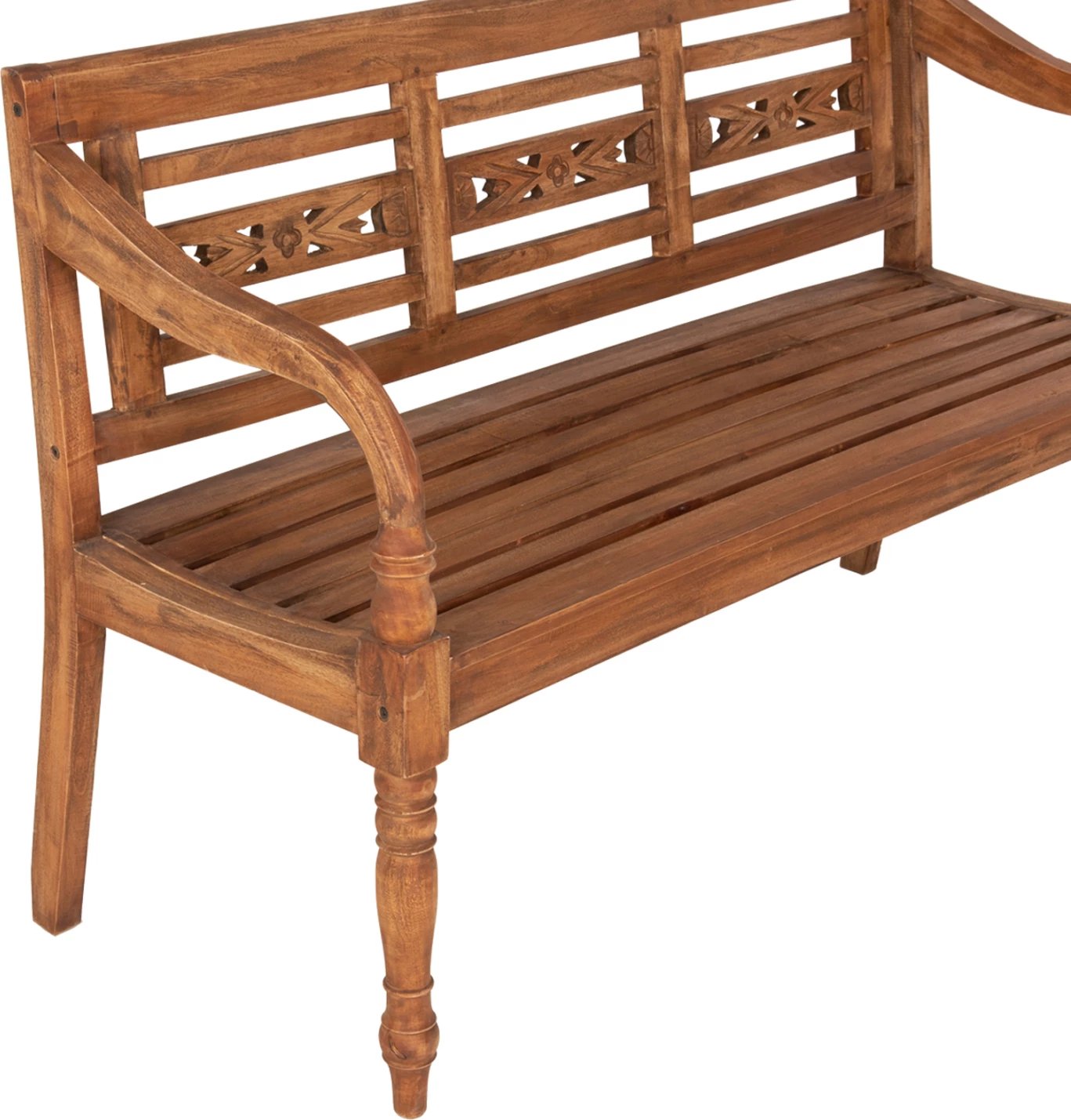 Stol për jashtë FH7903, dru mahagoni, natyral, me mbështetëse dhe krahë, 148x54x90H cm