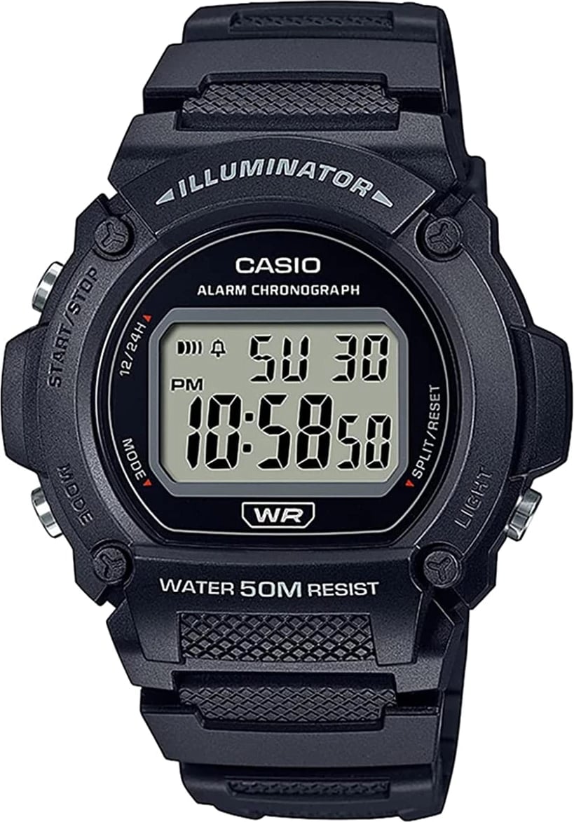 Orë dore për meshkuj Casio SPORT-ILLUMINATOR, e zezë