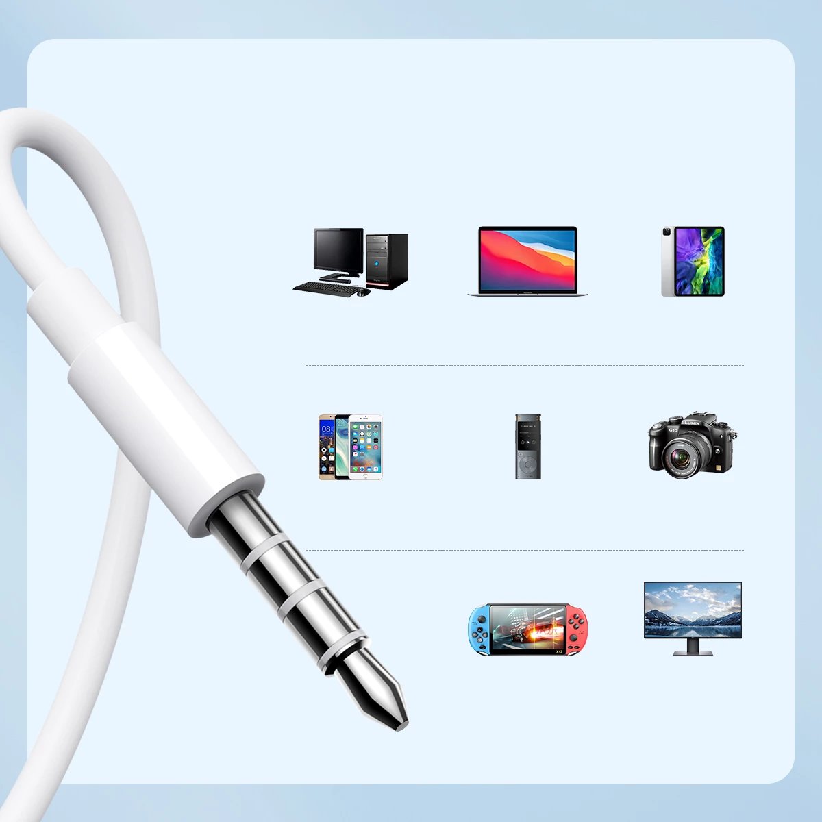 Kufje Joyroom JR-EW01 me kabllo, mini jack 3.5mm, të bardha