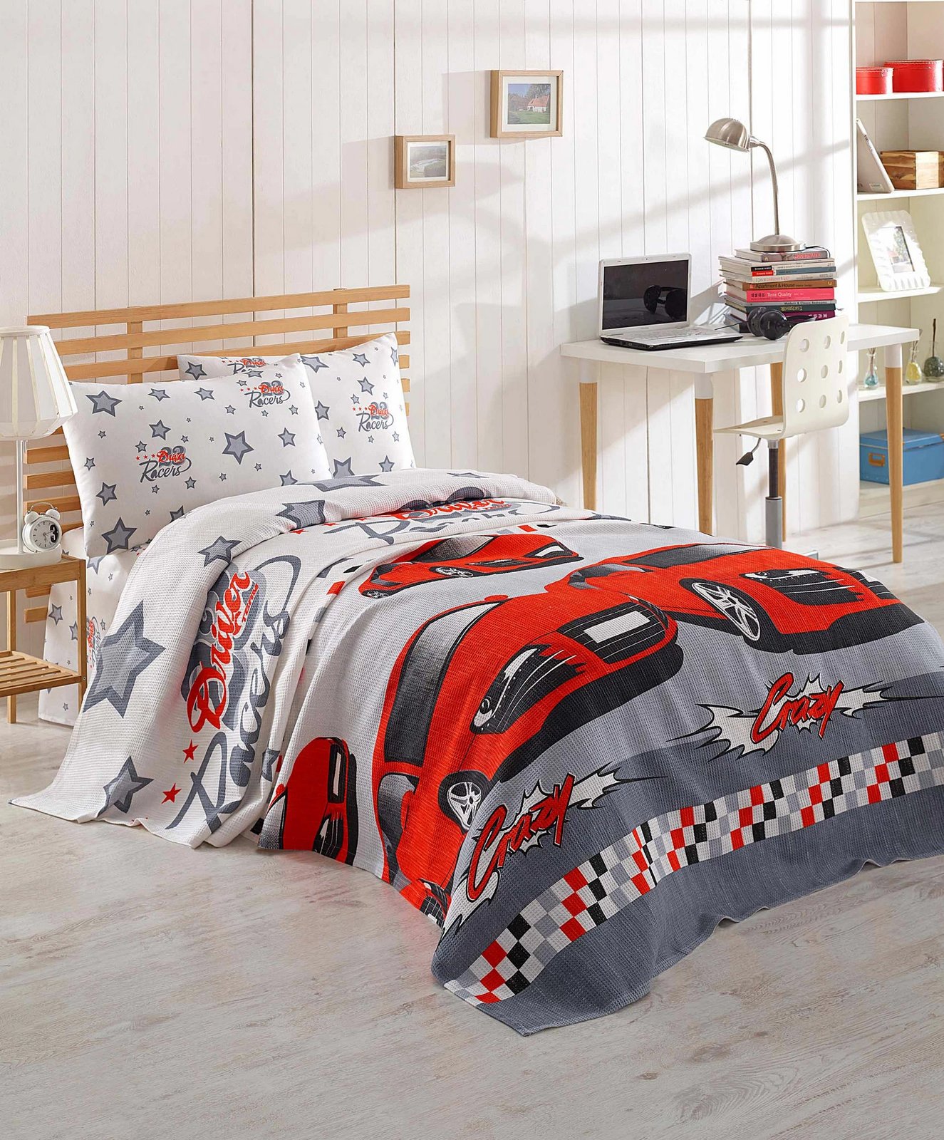 Set pike për një person, dizajn Crazy, ngjyrë e kuqe