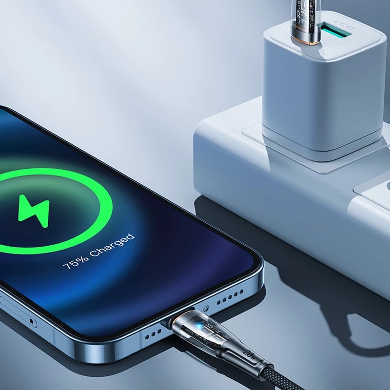 Kabllo karikimi dhe të dhënash Joyroom Star-Cloud Series A3, USB-C në Lightning, 1.2m, 20W, e zezë