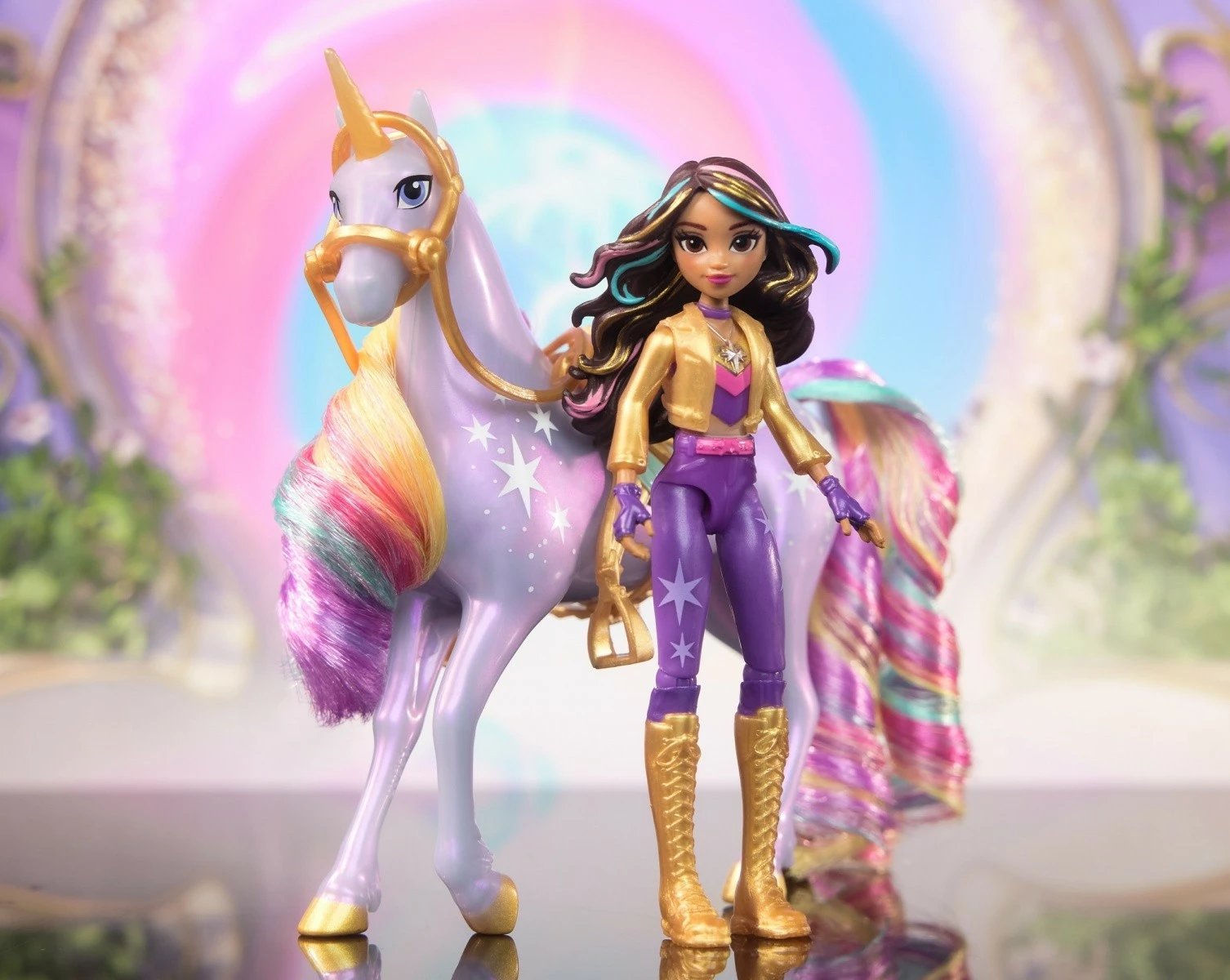Set lodrash Unicorn Academy Spin Master Sophia dhe Star, 11 cm + 13 cm, shumëngjyrëshe