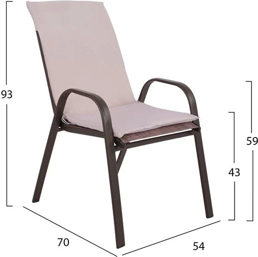 Set tavoline ngrënieje 7 pjesë karrige me jastëk & tavolinë 150x90 FH10572.02 kafe