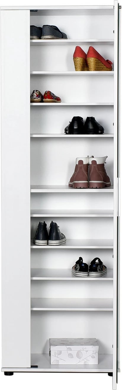 Dollap për këpuca me derë pasqyre, ngjyrë e bardhë, Hanah Home, Shc-629-Bb-2