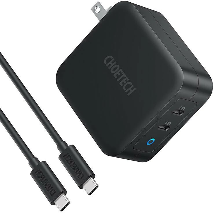 Kasë karikimi Choetech PD6008, 2x USB-C, 100W, GaN, e zezë