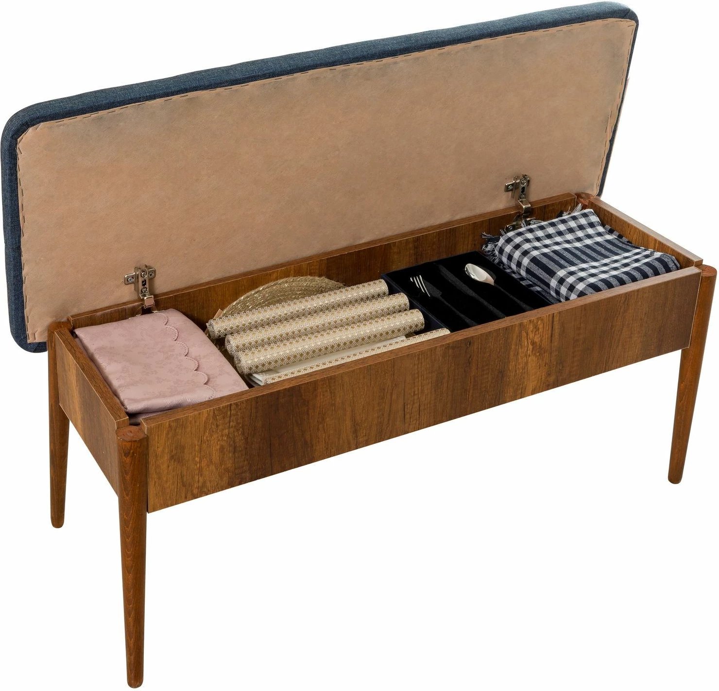 Bankë Hanah Home, Vina, ngjyrë arrë dhe kaltër e errët