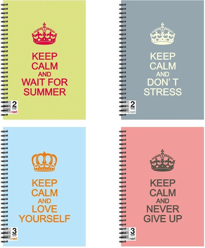 Fletore spirale NEXT Keep Calm 17x25cm 2 lëndë
