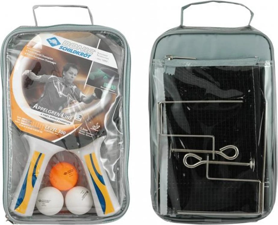 Set raketash ping pong Schildkrot Donic Appelgren 300, 4 raketa + 3 topa + rrjetë