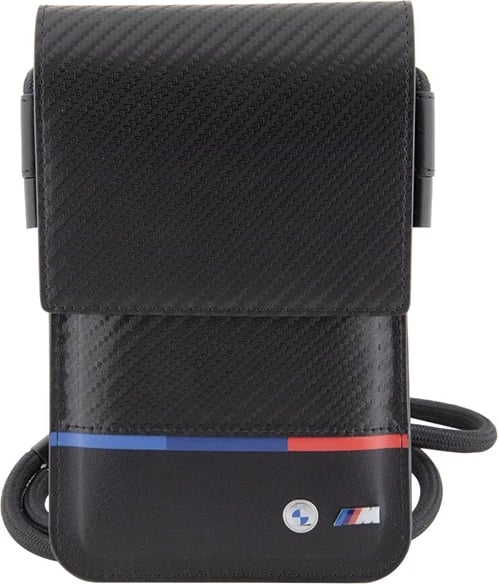 Çantë portofol BMW Carbon Tricolor Line, për celular, e zezë Çantë portofol BMW Carbon Tricolor Line, për celular, e zezë