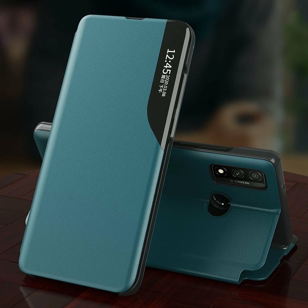Mbështjellës Hurtel Eco Leather View Case për Samsung Galaxy A02s EU, me kapak dhe qëndrim, i zi Mbështjellës Hurtel Eco Leather View Case për Samsung Galaxy A02s EU, me kapak dhe qëndrim, i zi