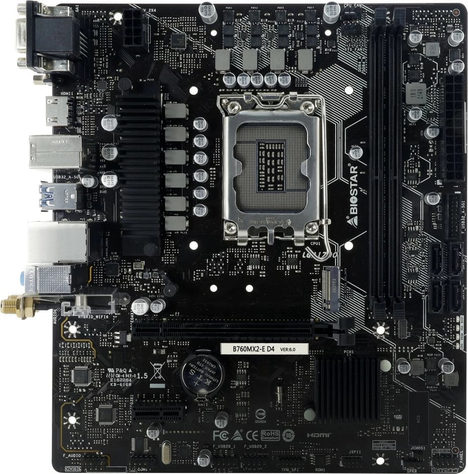 Pllakë amë Biostar B760MX2-E D4, Intel, LGA 1700, DDR4, mikro ATX