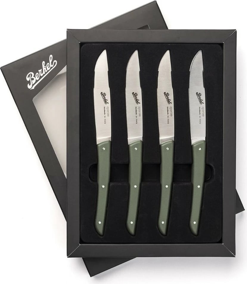 Thikë bifteku Berkel KCO4SW11SROBL, 11 cm, 4 copë, Inoks, Dorezë e gjelbër