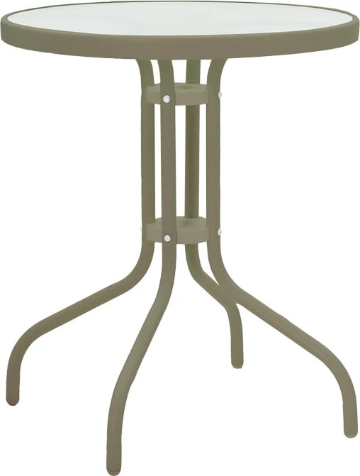 Tavolinë me karrige, 3 pjesë, ngjyrë shampanjë, D60x70cm