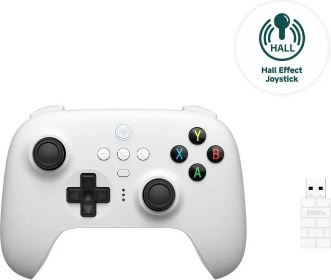 Gamepad 8BitDo Ultimate 2.4G Hall Edition, wireless, për PC/Android/Apple, Bardhë