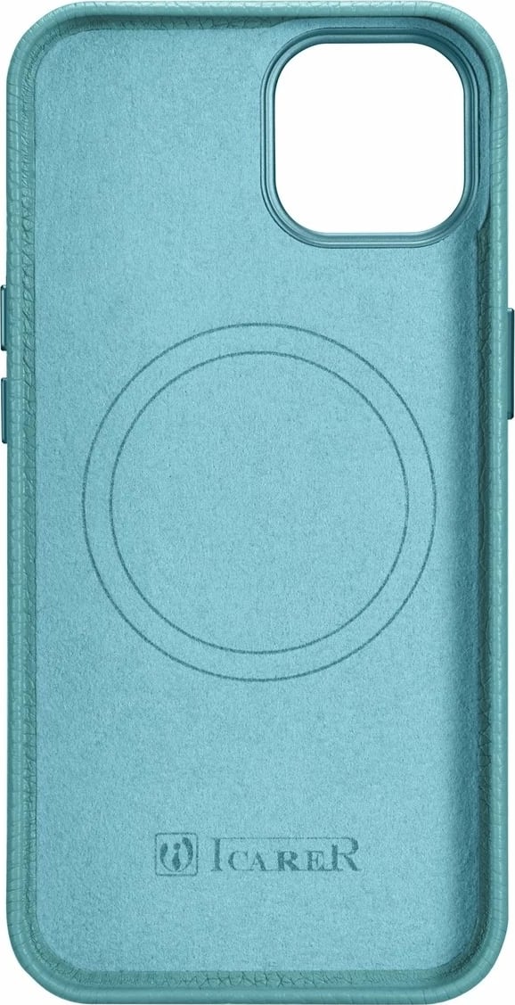 Mbështjellës iCarer Litchi Premium për iPhone 14 Plus me MagSafe, Lëkurë, Gjelbër