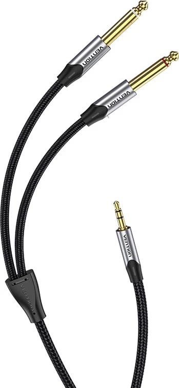 Kabllo audio Vention BARHL, 3.5mm në 2x 6.35mm, 10m, Gri