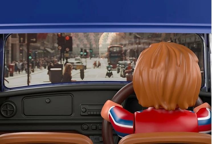 Set lodrash Playmobil Mini Cooper 70921 me 3 figurina dhe aksesorë, blu