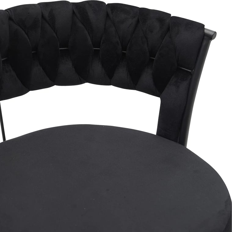 Karrige Alkia në kadife të zezë me këmbë metali të zezë 60x57x68cm