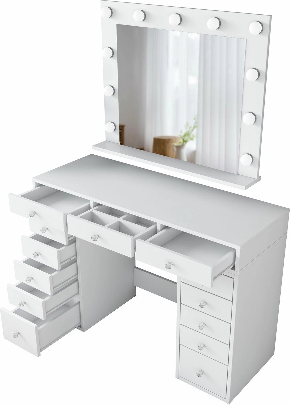 Tavolinë grimi Skye Decor, e bardhë, me pasqyrë të madhe, BJ119 - 2895