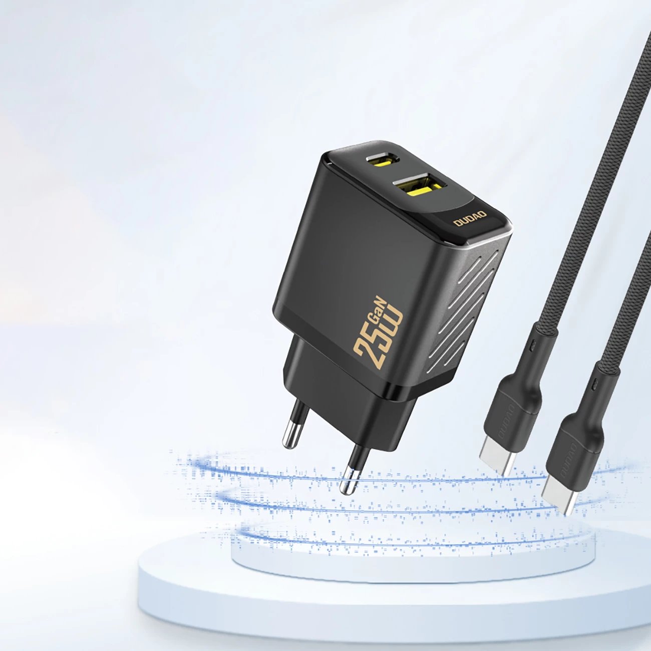 Karikues muri Dudao A26T GaN, 25W, 2 porta USB-A & USB-C, i zi
