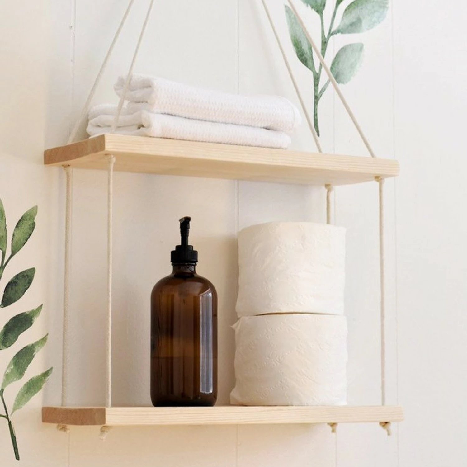 Raf muri prej druri, ngjyrë arre, Hanah Home, Raf230 (2 copë)