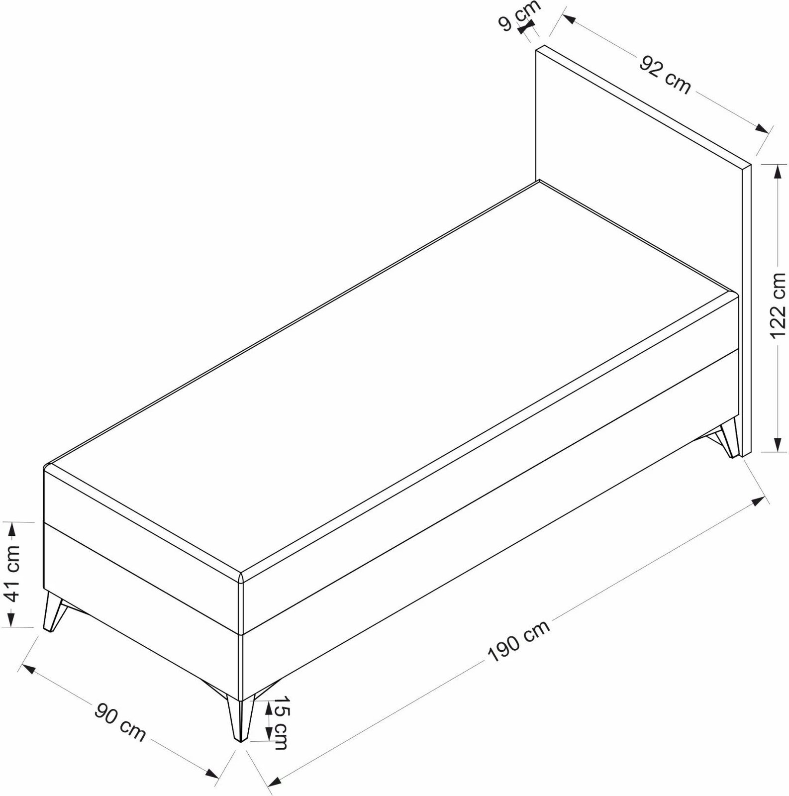 Baza dhe taban për shtrat teke, ngjyrë gri e errët, Skye Decor, 90x190
