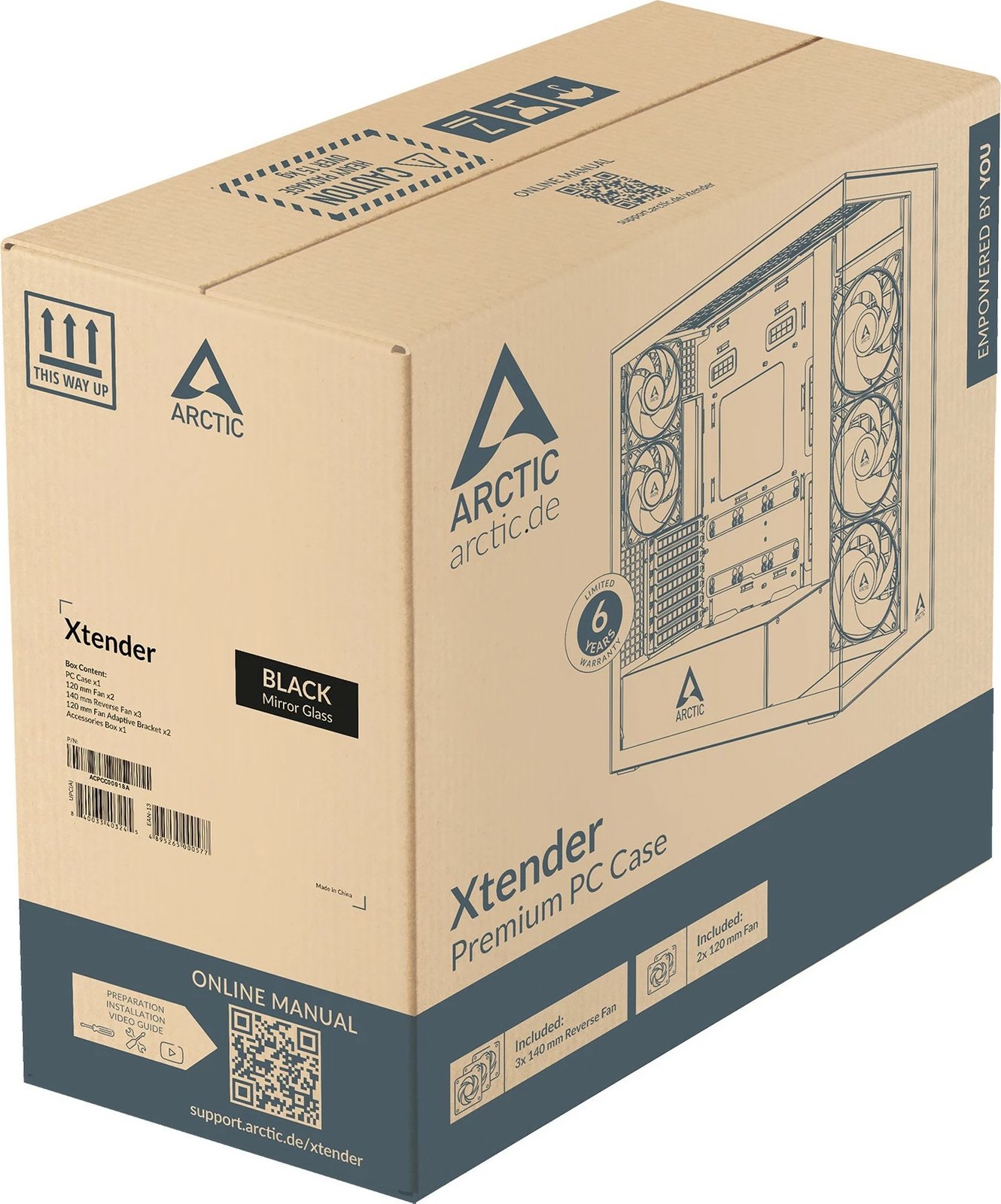 Kasë ARCTIC Xtender, Midi Tower, xham i temperuar, RGB, e zezë