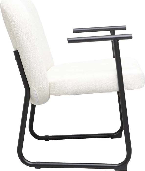 Karrige vizitorësh, stof krem, këmbë metalike të zeza, 65x68.5x79.5cm